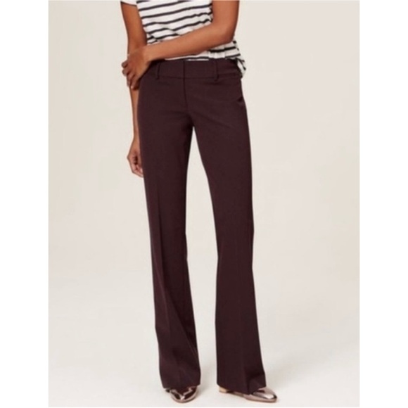 LOFT Pants - Ann Taylor LOFT Julie Mid-Rise Bootcut Trouser Pant Career Stretch Plum 6